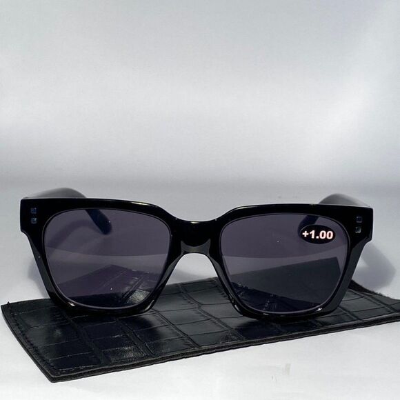 Reading Sunglasses Sun Readers 1.00 Chunky Black Frames NWT - Picture 1 of 8